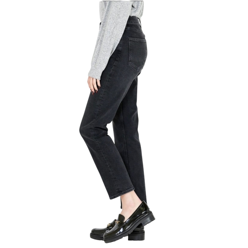 Agolde Wilder Mid Rise Comfort Straight Leg Organic Jean Panoramic Black Size 30 - Picture 6 of 16